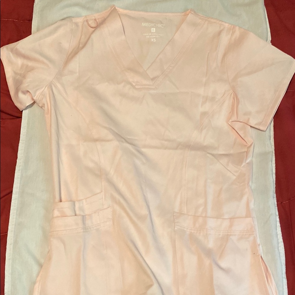 Blush pink V-Neck Scrub Top